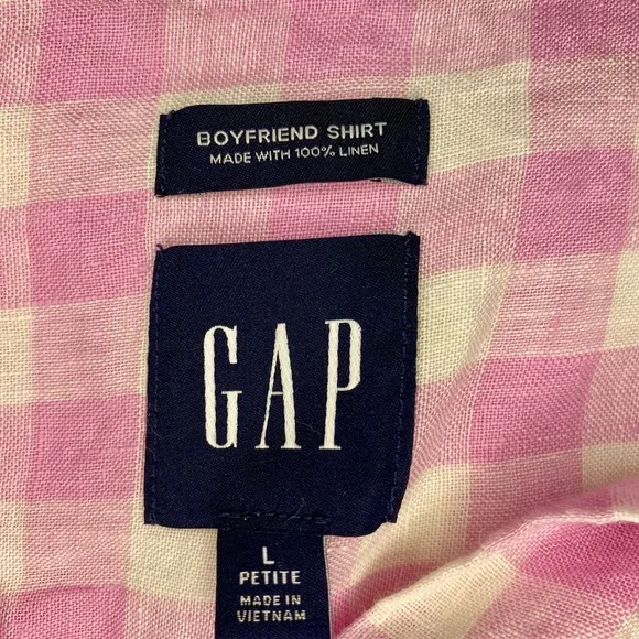💥BOGO💥 Gap Ling Sleeved Pink and White Checked Linen Tunic - Picture 5 of 9
